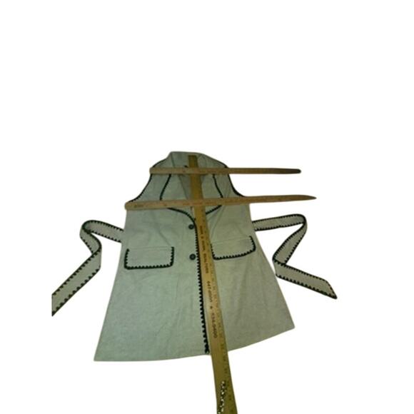 "PRETTY GARDEN" Sleeveless 2 Button Vest Belted Wool Look SZ L Office Classy - Picture 6 of 14